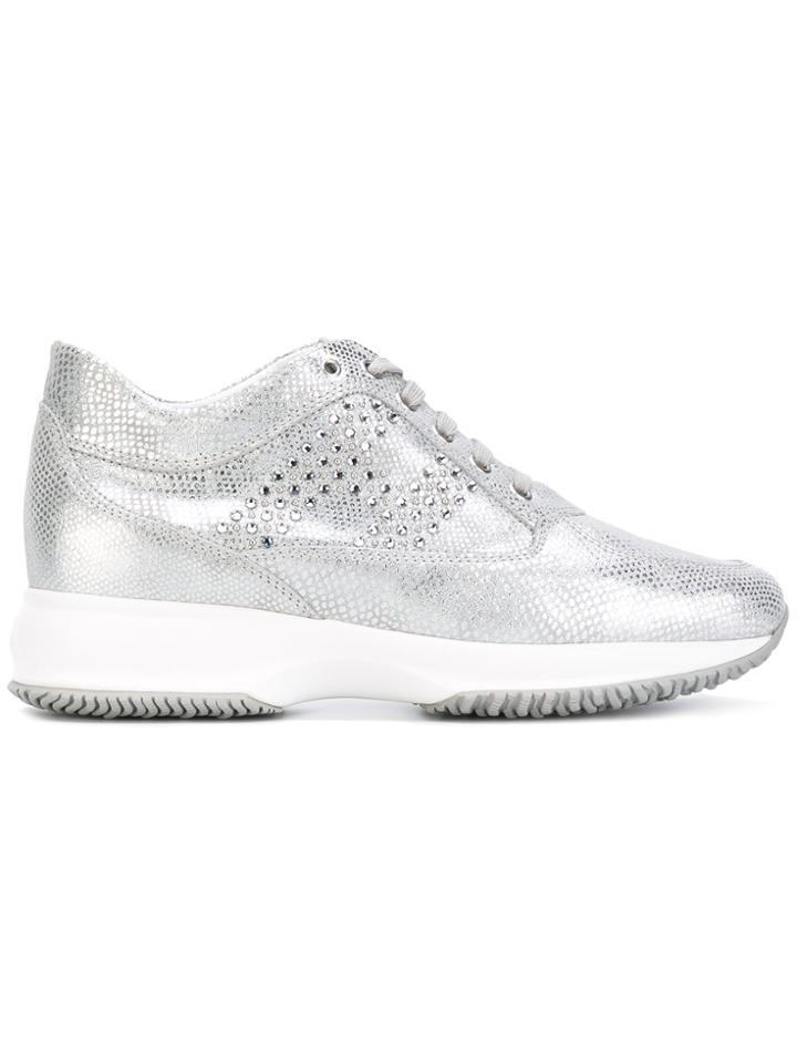 Hogan Studded High Shine Trainers - Grey