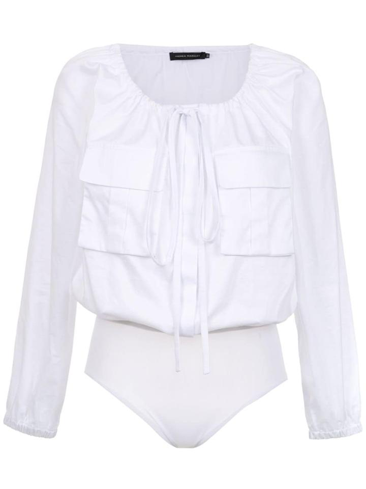 Andrea Marques Drawstring Bodysuit - White