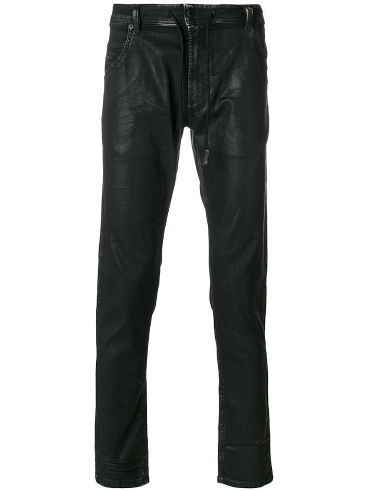 Diesel Textured Drawstring Jeans - Black