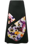 Christopher Kane Pansy Printed Skirt, Women's, Size: 40, Black, Virgin Wool/polyester/nylon/silk
