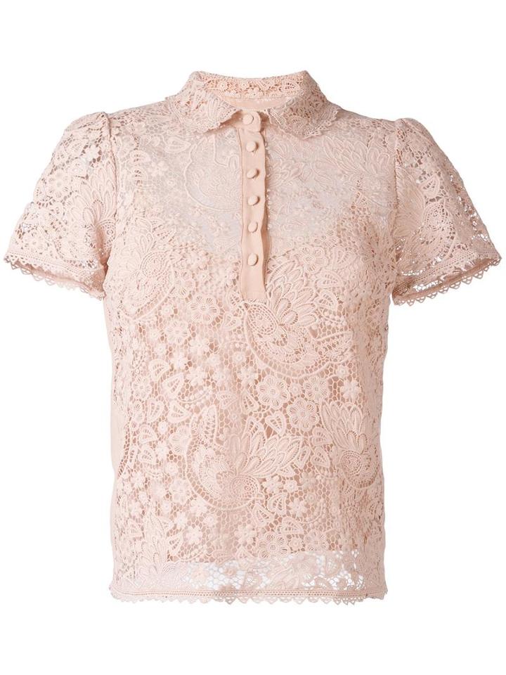 Red Valentino Embroidered Polo Shirt, Women's, Size: 40, Pink/purple, Cotton/silk/polyester/polyamide