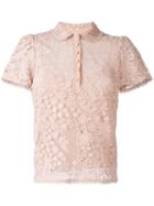 Red Valentino Embroidered Polo Shirt, Women's, Size: 40, Pink/purple, Cotton/silk/polyester/polyamide