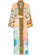 Rianna + Nina Long Printed Silk Kimono Robe - Multicolour
