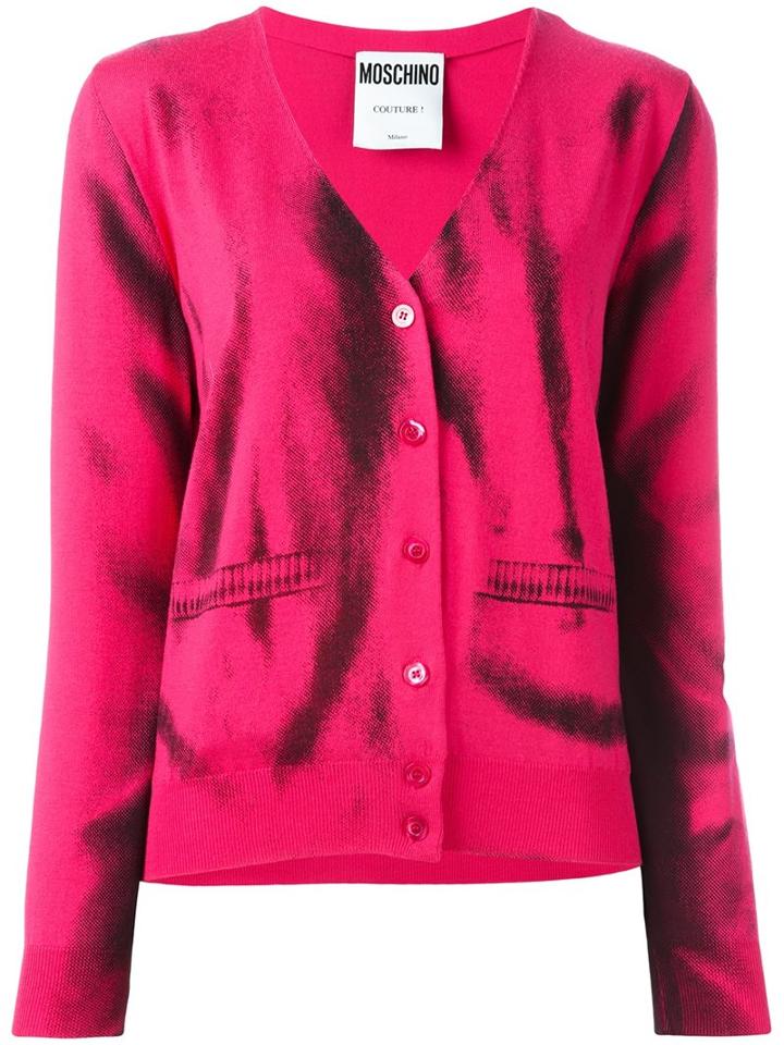 Moschino Trompe-l'oeil Cardigan, Women's, Size: 44, Pink/purple, Virgin Wool