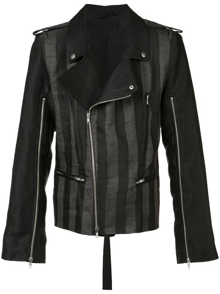 Ann Demeulemeester Crawford Biker Jacket, Men's, Size: Large, Black, Linen/flax/polyester