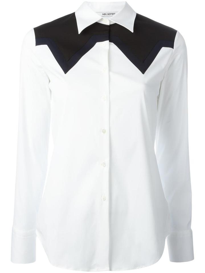 Neil Barrett Geometric Panel Shirt, Women's, Size: Large, White
