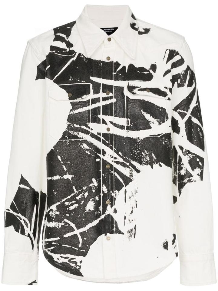 Calvin Klein 205w39nyc White Printed Denim Shirt