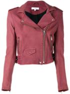 Iro Classic Biker Jacket, Women's, Size: 40, Red, Lamb Skin/rayon/polyester