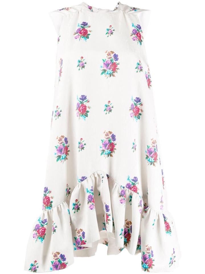 Msgm Floral Shift Dress - White