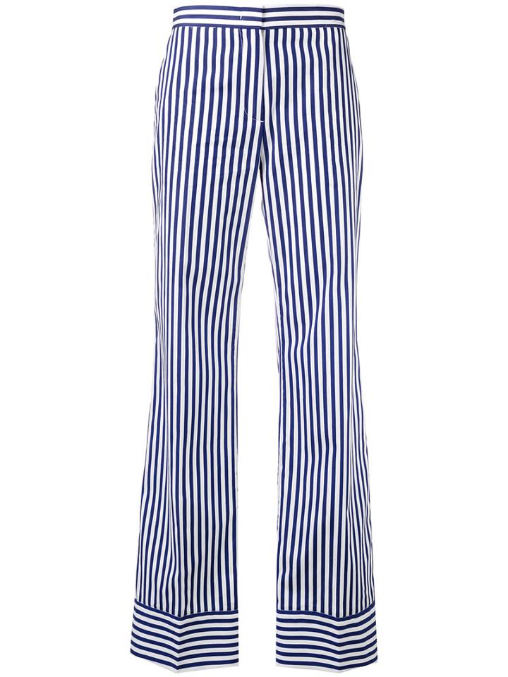 Msgm Striped Straight Trousers, Women's, Size: 42, Blue, Cotton