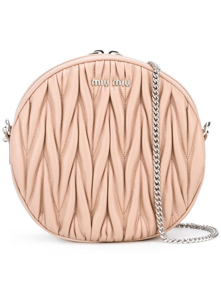 Miu Miu Matelassé Circle Crossbody Bag, Women's, Nude/neutrals, Calf Leather