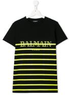 Balmain Kids Teen Logo Stripe Top - Black
