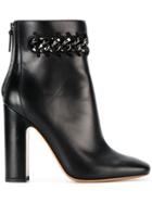 Valentino Valentino Garavani Woven Chain Detail Ankle Boots - Black