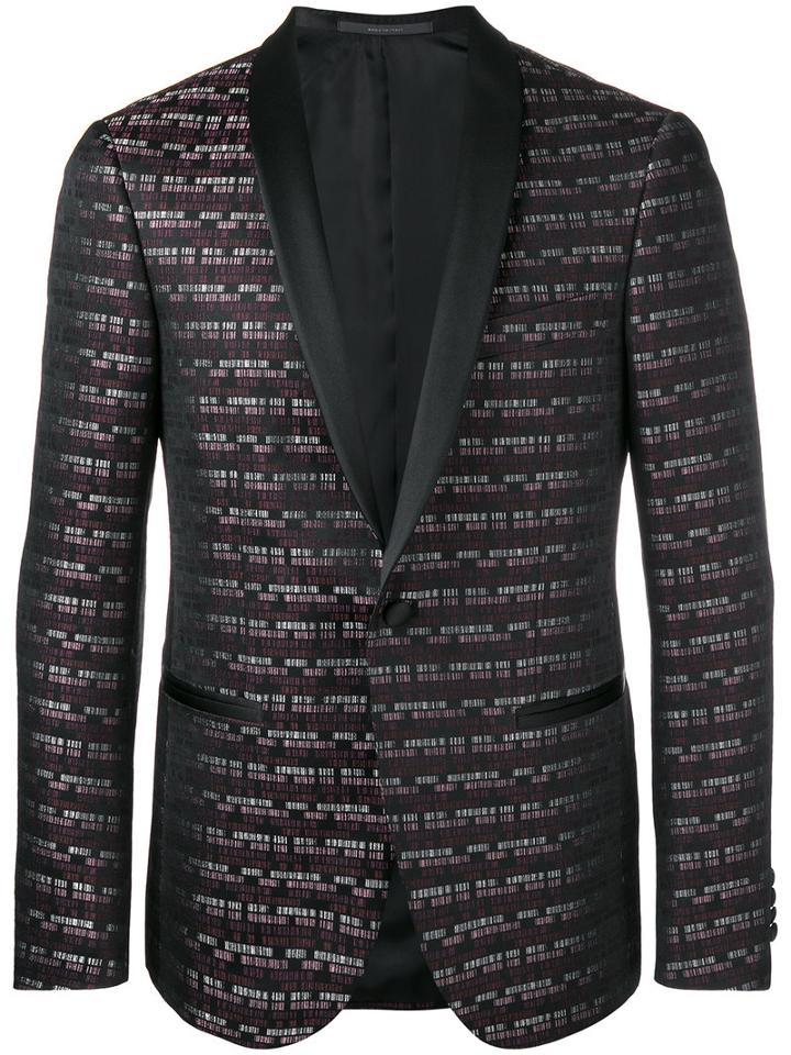 Pal Zileri Striped Jacquard Blazer, Men's, Size: 52, Black, Silk/polyester/cupro