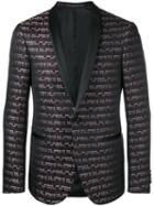 Pal Zileri Striped Jacquard Blazer, Men's, Size: 52, Black, Silk/polyester/cupro
