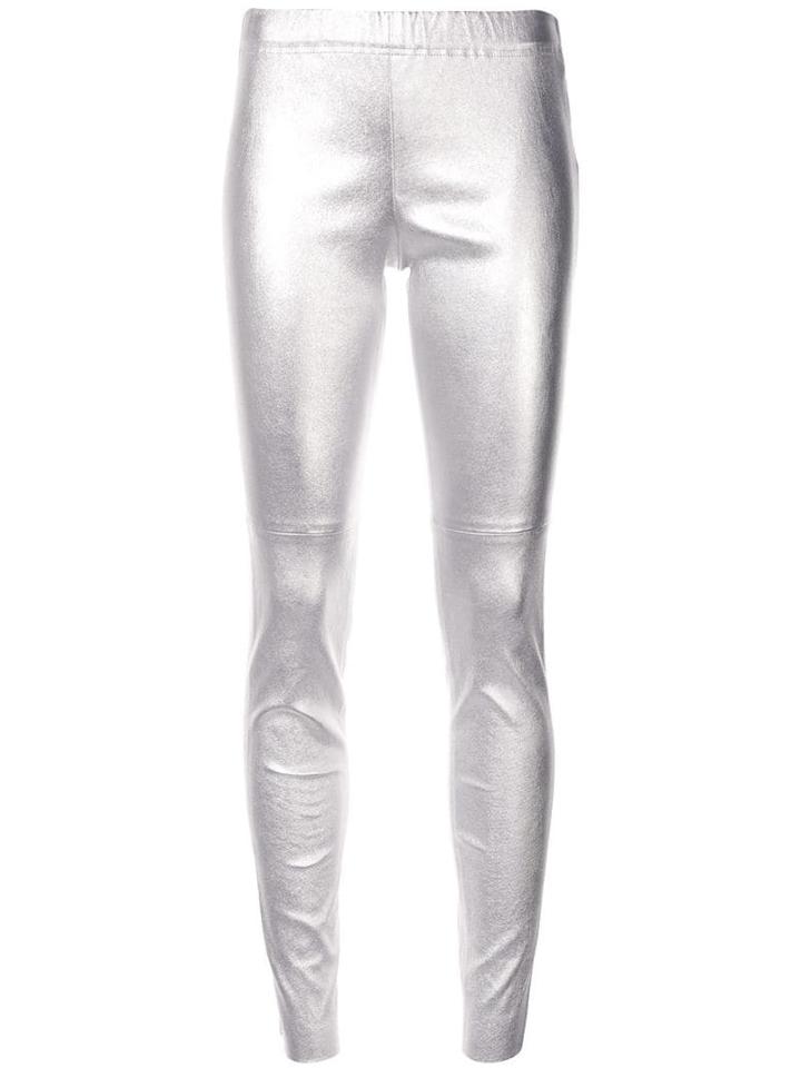 Yves Salomon Metallic Skinny Trousers - Silver