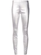 Yves Salomon Metallic Skinny Trousers - Silver