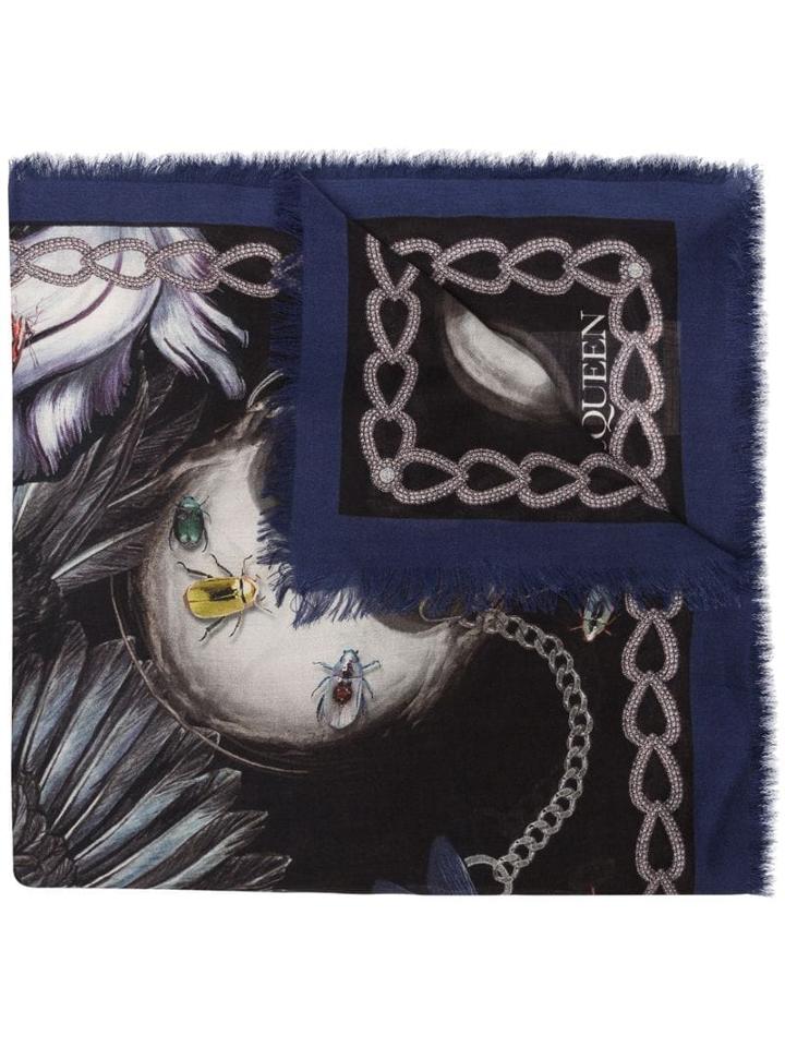 Alexander Mcqueen Black Belle Jar Skull Print Scarf