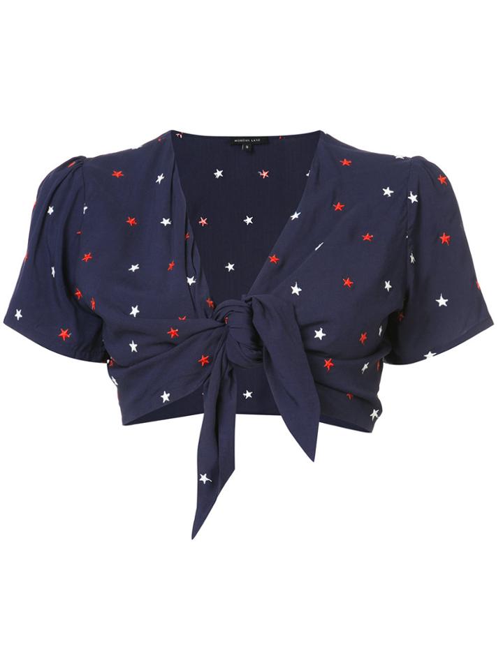 Morgan Lane Star Embroidered Roxy Crop Top - Blue