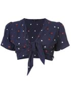 Morgan Lane Star Embroidered Roxy Crop Top - Blue