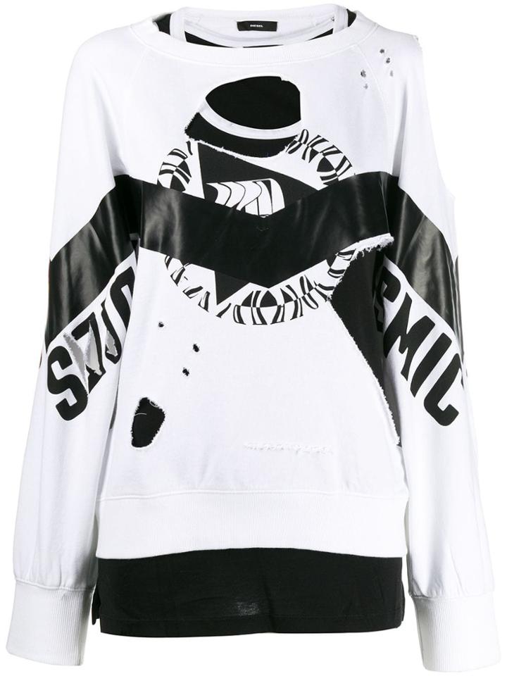 Diesel Distressed Printed Sweatshirt - White