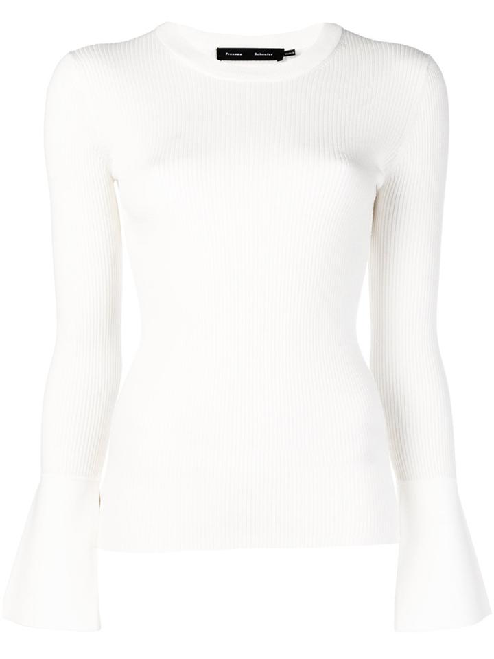 Proenza Schouler Ribbed Bell Sleeve Sweater - White
