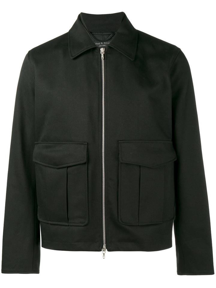 Rag & Bone Eddie Jacket, Men's, Size: Large, Black, Cotton/calf Leather/nylon/cotton