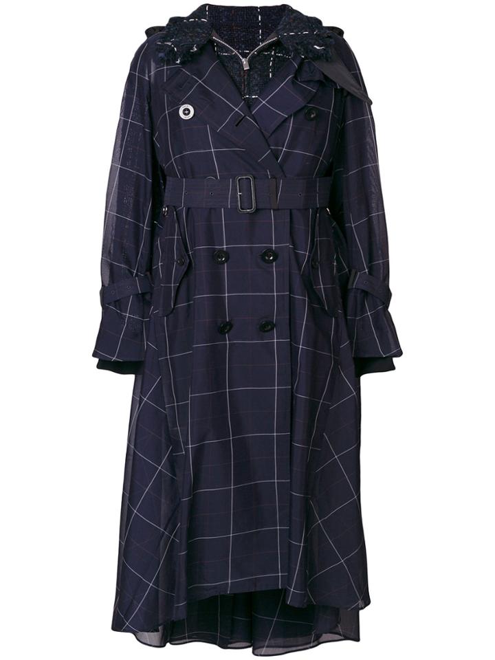 Sacai Boucle Layered Trench - Blue