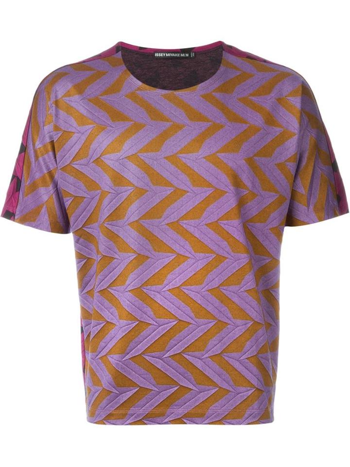 Issey Miyake Men Zig Zag Pattern T-shirt, Size: 1, Pink/purple, Cotton/polyester