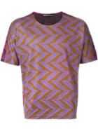 Issey Miyake Men Zig Zag Pattern T-shirt, Size: 1, Pink/purple, Cotton/polyester