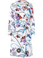 Emilio Pucci - Floral Print Midi Coat - Women - Cotton/acetate/viscose - 46, White, Cotton/acetate/viscose