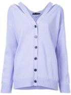 Aula Cut Out Buttoned Cardigan - Pink & Purple