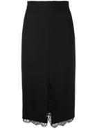 Alexander Mcqueen Lace Hem Pencil Skirt - Black