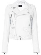 Manokhi - Off-center Zip Fastening Jacket - Women - Lamb Skin/polyester/viscose - 38, White, Lamb Skin/polyester/viscose