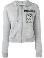 Moschino Cropped Logo Hooded Top - Grey