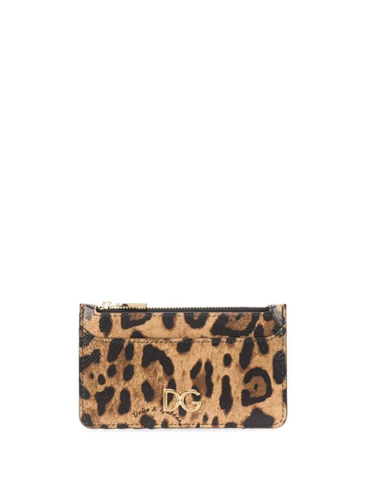 Dolce & Gabbana Leopard Print Card Case - Brown