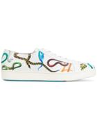 Santoni Snake Print Sneakers - White