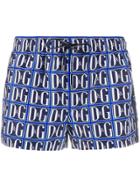 Dolce & Gabbana Monogram Print Swim Shorts - Blue