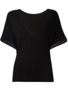 Helmut Lang Knitted V-neck Top, Women's, Size: Medium, Black, Silk/cashmere