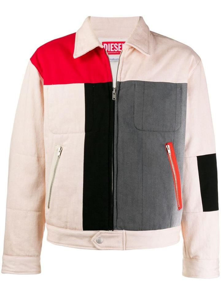 Diesel Red Tag Denim Patchwork Jacket - White