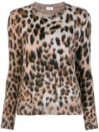 Saint Laurent Leopard Pattern Jumper - Brown