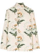 By Walid Lotus Flower Print Button-down Shirt Jacket - Neutrals
