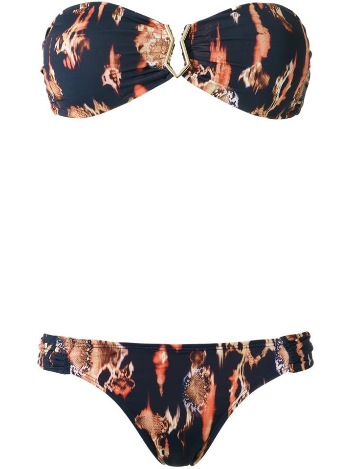 Brigitte Printed Bandeau Bikini Set, Women's, Size: P, Blue, Elastodiene/polyamide
