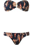 Brigitte Printed Bandeau Bikini Set, Women's, Size: P, Blue, Elastodiene/polyamide