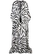Oscar De La Renta Zebra Print Kaftan Dress - White