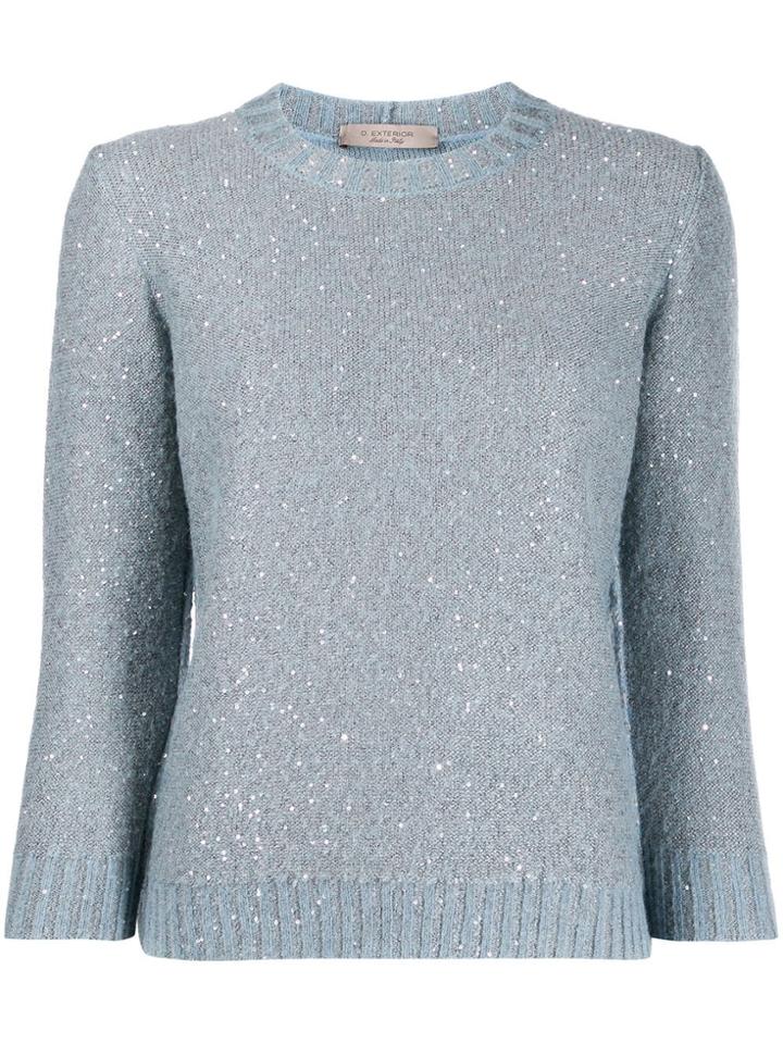 D.exterior Sequin Crew Neck Jumper - Blue
