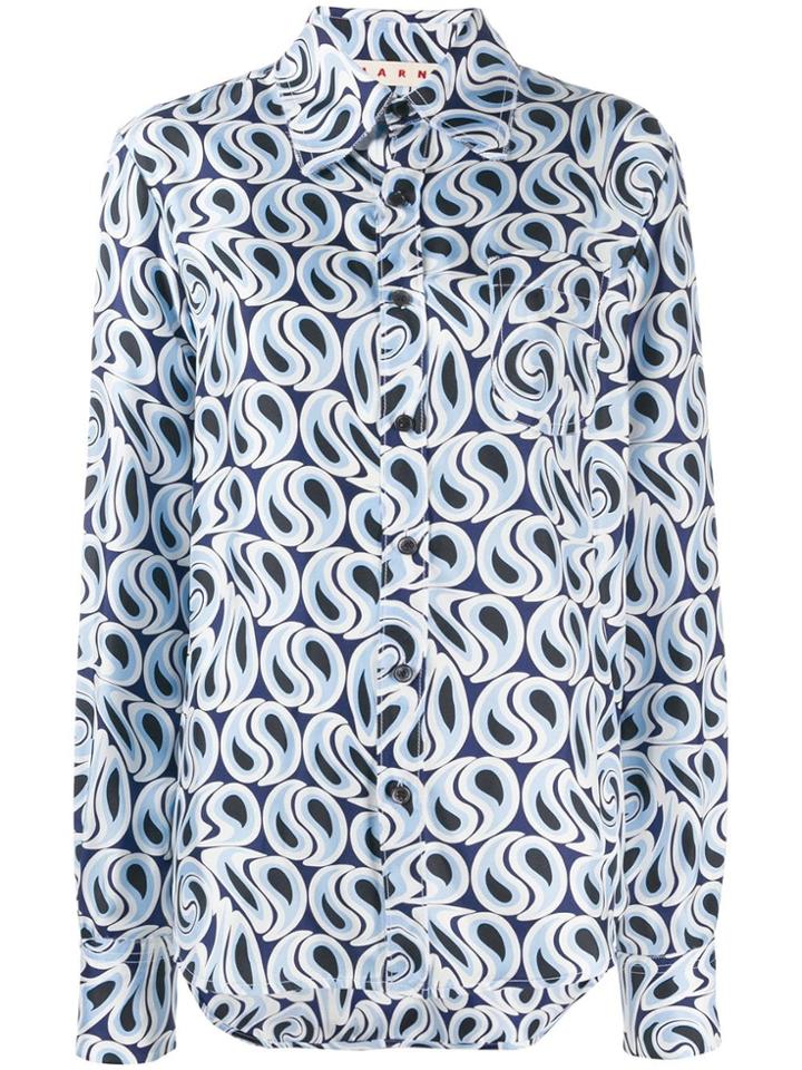Marni Camicia Print Shirt - Blue