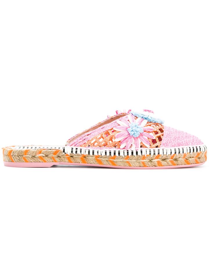 Sophia Webster Floral Mule Espadrilles - Pink & Purple
