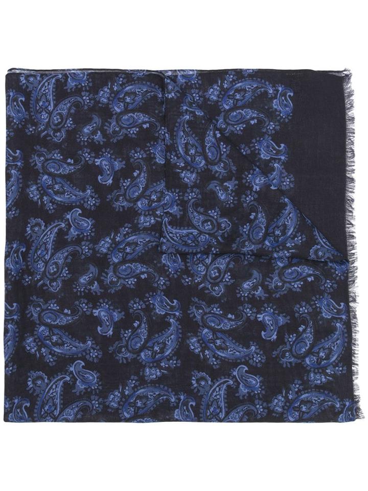 Kiton Abstract Print Cashmere Scarf - Blue
