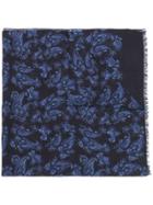 Kiton Abstract Print Cashmere Scarf - Blue